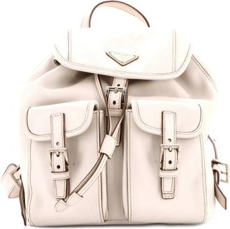 Prada Zaino medio in pelle di vitello con coulisse e doppia tasca - Toni neutri