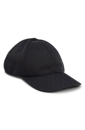 Alexander McQueen Skull Jacquard Adjustable Baseball Cap in Black at Nordstrom, Size X-Large