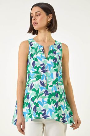 Roman Floral Asymmetric Necklace Top