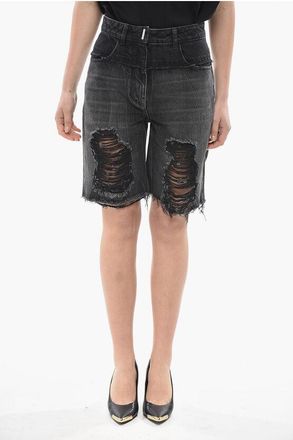 Givenchy Distressed Denim Shorts With Belt Loops size 40