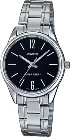 Casio Womens Silver Stainless Steel Watch with Black Dial - LTP-V005D-1BUDF