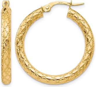 Diamond2Deal 10K Yellow Gold Round Hinged Hoop Earrings