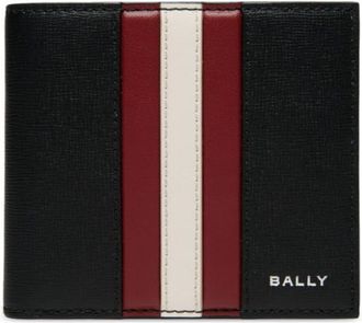 Bally ribbon bi-fold wallet - men - Calf Leather/Cashmere - One Size - Black