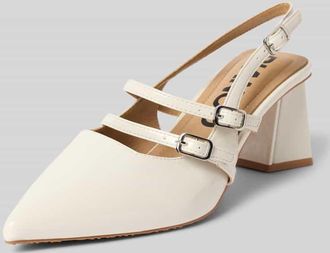 Bianco Spitz zulaufende Pumps mit Blockabsatz Modell MARALYN in Offwhite, Gr&ouml;&szlig;e 36