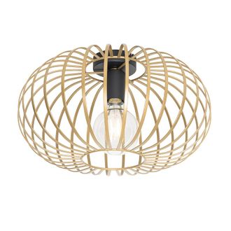 QAZQA Dise&ntilde;o Plaf&oacute;n De Dise&ntilde;o Dorado 39 Cm - Johanna Acero Redonda Adecuado Para Led Max. 1 X 40 Watt - Qazqa