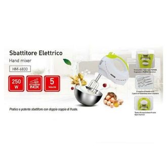 Trade Shop Trade Shop - Sbattitore Elettrico 250 Watt Con Doppio Set Di Fruste 5 Velocit&agrave; Hoomei Hm-6830