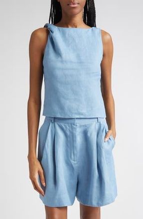 Staud Boa Twisted Sleeveless Linen Top in Slate Blue at Nordstrom Rack, Size X-Large