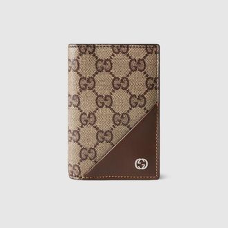 Gucci Card Case Wallet With Interlocking G, Beige, GG Canvas