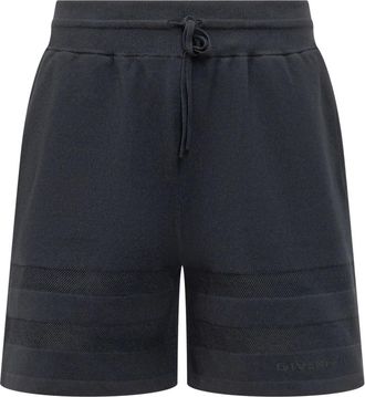 Givenchy Korte Broeken, Heren, Blauw, M, Katoen, Gebreide shorts met mesh details