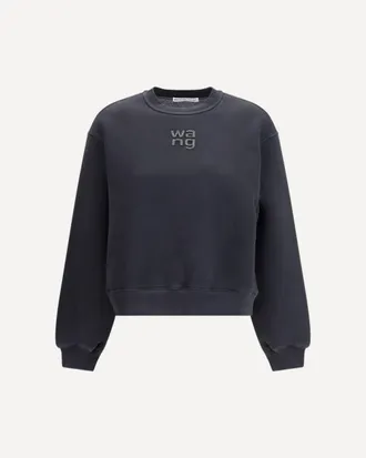 Alexander Wang Crystal Hotfix Logo Sweatshirt Female M