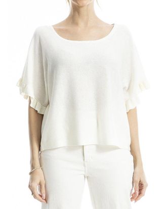 Max Studio Flutter Sleeve Linen-Blend Top