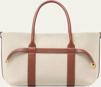 Loro Piana Ghiera Small Canvas Shopper Tote Bag
