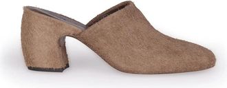 Cortana Mule van geborsteld su&egrave;de met maanvormige hak - Dames - Muiltjes - Bruin - 39 EU - Su&egrave;de - Schoenen