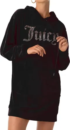 Juicy Couture Drop Shoulder Long Hoodie In Black