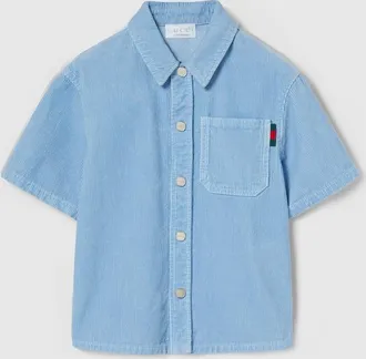 Gucci Kids - Velvet Corduroy Shirt, Size 10 years, Blue, Ready-to-wear