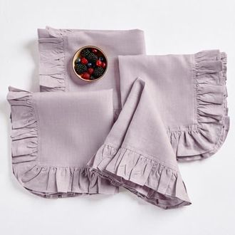 Solino Home Linen Dinner Napkins - Gabrielle Ruffle, 20 x 20 in Lilac at Nordstrom, Size Large