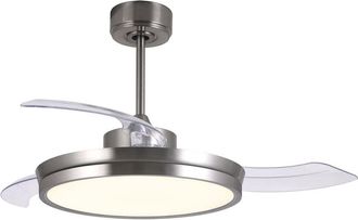 Wonderlamp Ventilador de techo led níquel con aspas plegables y mando