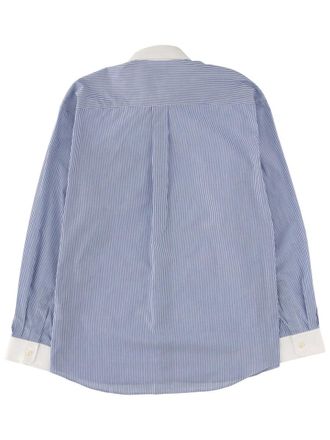 Sporty & Rich Logo-Striped Cotton Shirt - Blue