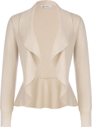 Grace Karin Womens Summer Shawl Cardigan Open Front Long Sleeves Knitted Boleros Sweater 2XL Beige