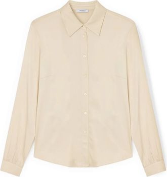 Motivi Viscose satijnen blouse - Dames - Overhemden - Beige - S - Satijn - Overhemden