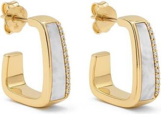 Argento Vivo Mother-of-Pearl Angular Huggie Hoop Earrings in Gold at Nordstrom