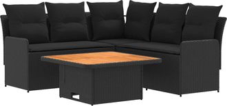 vidaXL Juegos De Muebles 4 Uds. Negro Rat&aacute;n Sint&eacute;tico Vidaxl