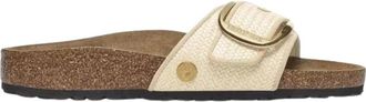 Birkenstock Madrid Raffia Smalle Pasvorm - Dames - Sandalen - Beige - 38 EU - Leer - Schoenen