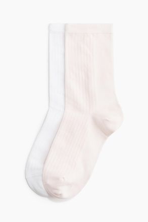 H&M 2er-Pack Gerippte Socken - Pink