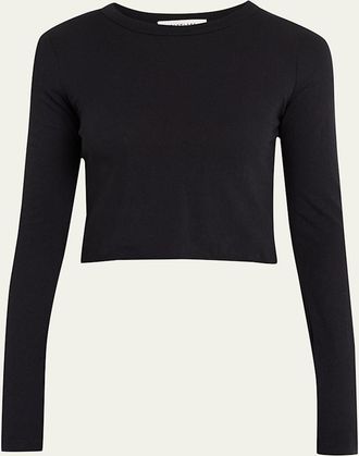 Slvrlake Denim Long Sleeve Cropped Baby Tee