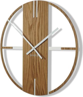 OEM Reloj De Pared &Uacute;nico De Roble Y Metal, 50 Cm