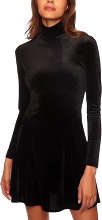 Susana Monaco Velvet Mock Neck Fit And Flare Dress In Black