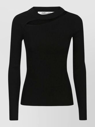 Diane Von F&uuml;rstenberg asymmetric cutout ribbed knit long sleeve top