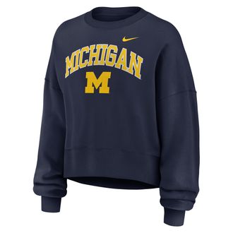 Nike Michigan Phoenix Arch Nike Womens College Pullover Crew in Blue | 01D741SMWN-Y48