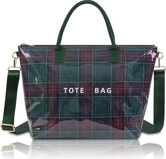 Generic PVC Trendy Shoulder Bags Letters Print Tote Bags for Women Work Shopping(Green) (Style 4)