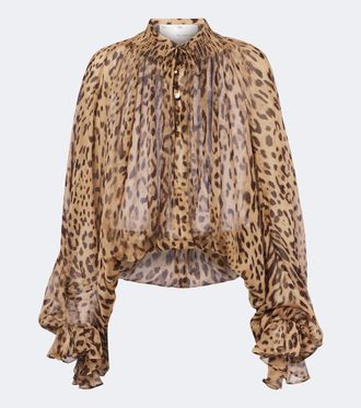 Xu Zhi Blusa in seta con stampa leopardata