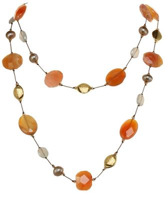 Margo Morrison Vermeil Gemstone & Pearl Necklace