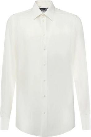 Dolce & Gabbana Silk Cr&ecirc;pe de Chine Martini Shirt - Heren - Zakelijke Overhemden - Wit - XL - Leer - Overhemden