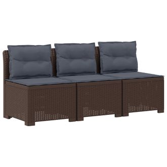 vidaXL Divano Da Giardino 3 Posti Con Cuscini In Look Rattan Pp Vidaxl