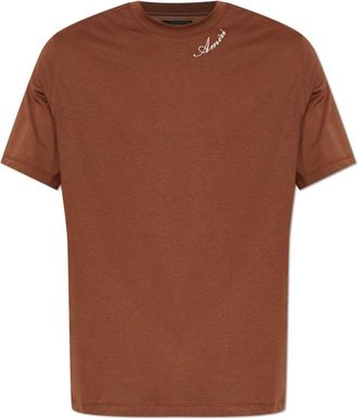 Amiri T-shirt met geborduurd logo - Heren - T-shirts - Bruin - S - Katoen - Tops
