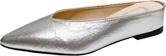 Generic Womens Fashion Closed Pointed Toe Low Top Mules Shoes Low Wedge Slingback Dress Pumps Summer Casual Slides (7.5,Silver)