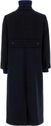 Prada Womens Soprabiti Coat Navy Virgin Wool