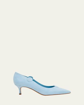 Manolo Blahnik Sain Suede Dot Pumps