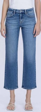 Flying Monkey Womens Mid Rise Ankle Length Comfort Stretch Jeans In Medium Dark Wash