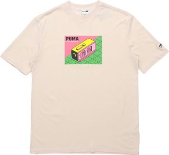 Puma Downtown Graphic Tee Beige Pink Green 599181-85