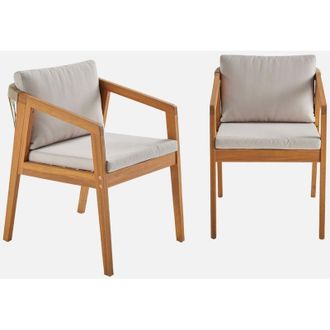 Sweeek Set 2 poltrone da giardino in legno di acacia con corde