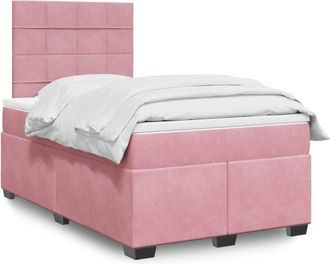 vidaXL Vidaxl - Cama Box Spring Con Colch&oacute;n Terciopelo Rosa 120x200 Cm