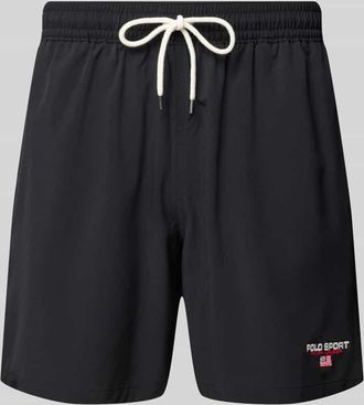 Ralph Lauren Relaxed Fit Badeshorts mit Label-Stitching Modell TRAVLER in Black, Größe S