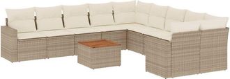 vidaXL Set De Sof&aacute;s De Jard&iacute;n 11pzas Con Cojines Rat&aacute;n Sint&eacute;tico Beige Vidaxl