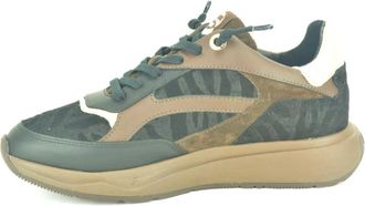 Floris Van Bommel Schoenen, Dames, Veelkleurig, 40 EU, Zwart Print +Bruin Runner N