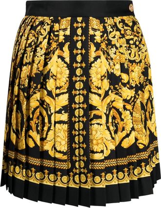 Versace Barocco-print pleated skirt - women - Silk - 44 - Black
